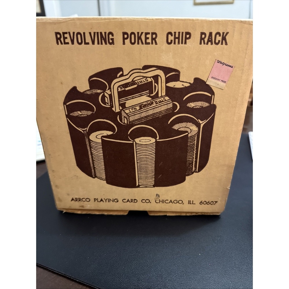 Vintage Arrco Revolving Poker Chip Rack w/box & chips~LBDDB!